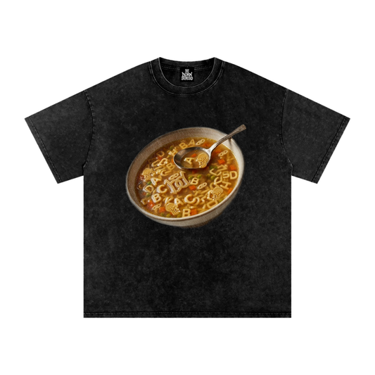 Distressed Soup Snow Washed Oversized Cotton Tee