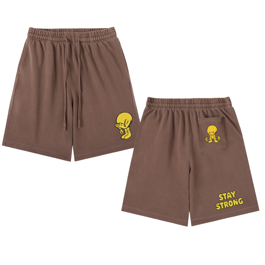 Stay Strong Vintage Wash Cotton Shorts