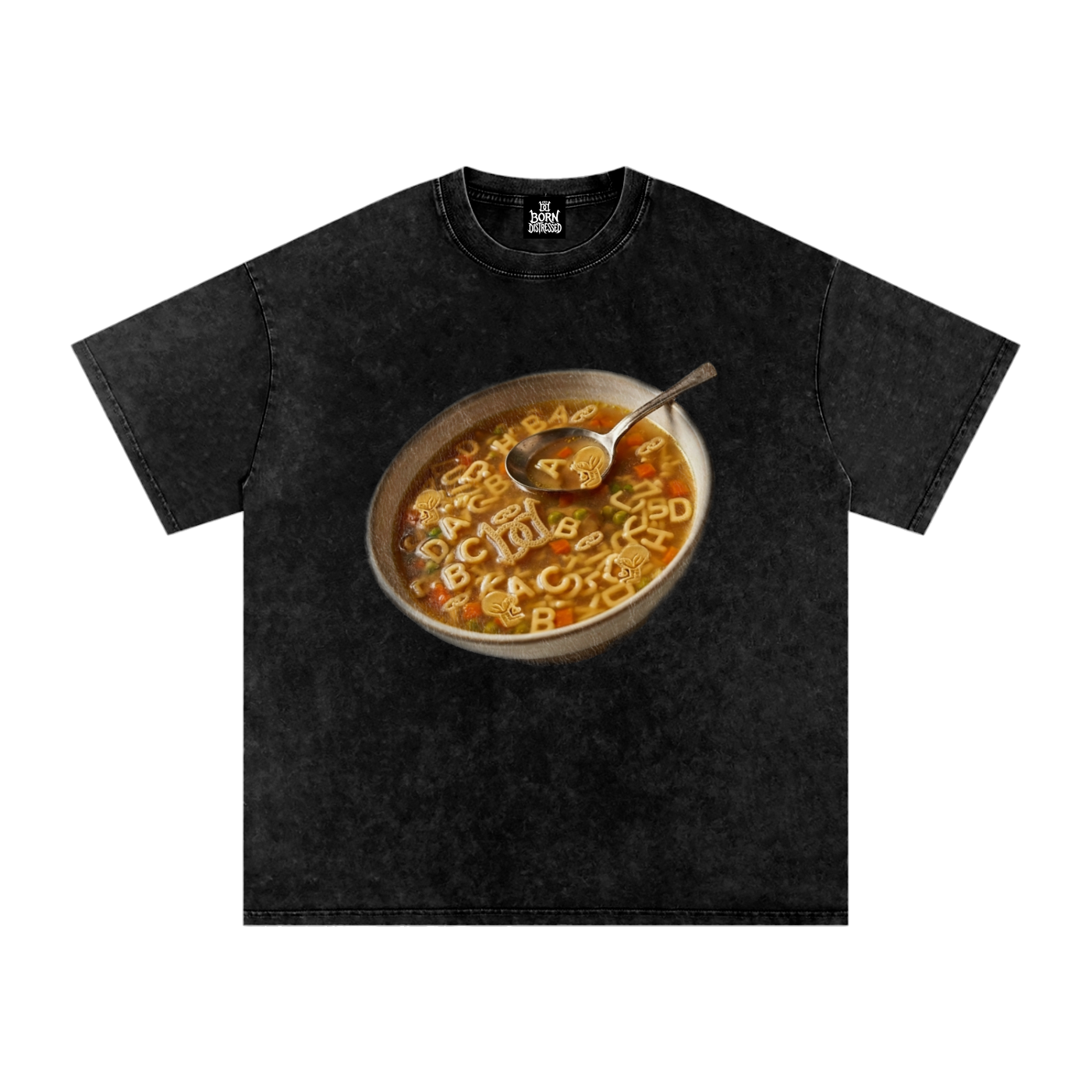 Distressed Soup Snow Washed Oversized Cotton Tee