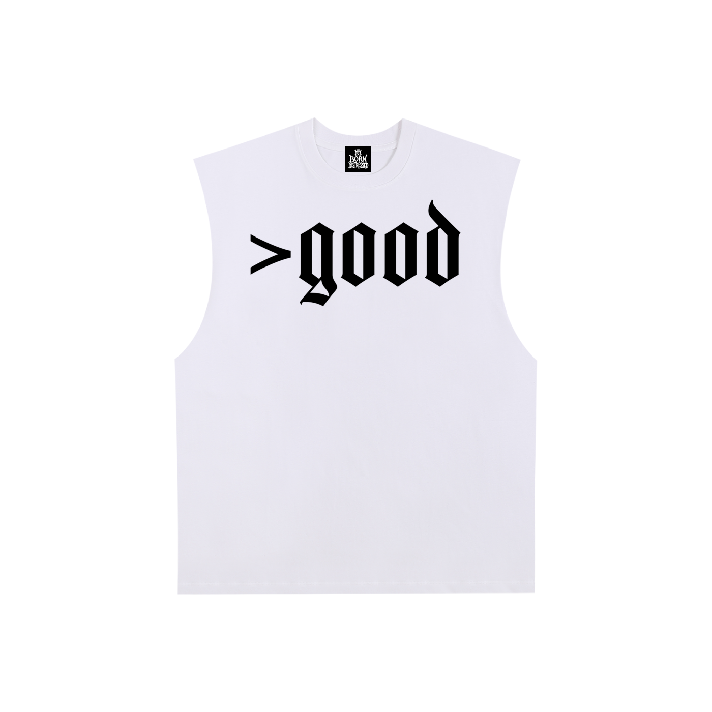 White Raw Edge Cotton Tank Top
