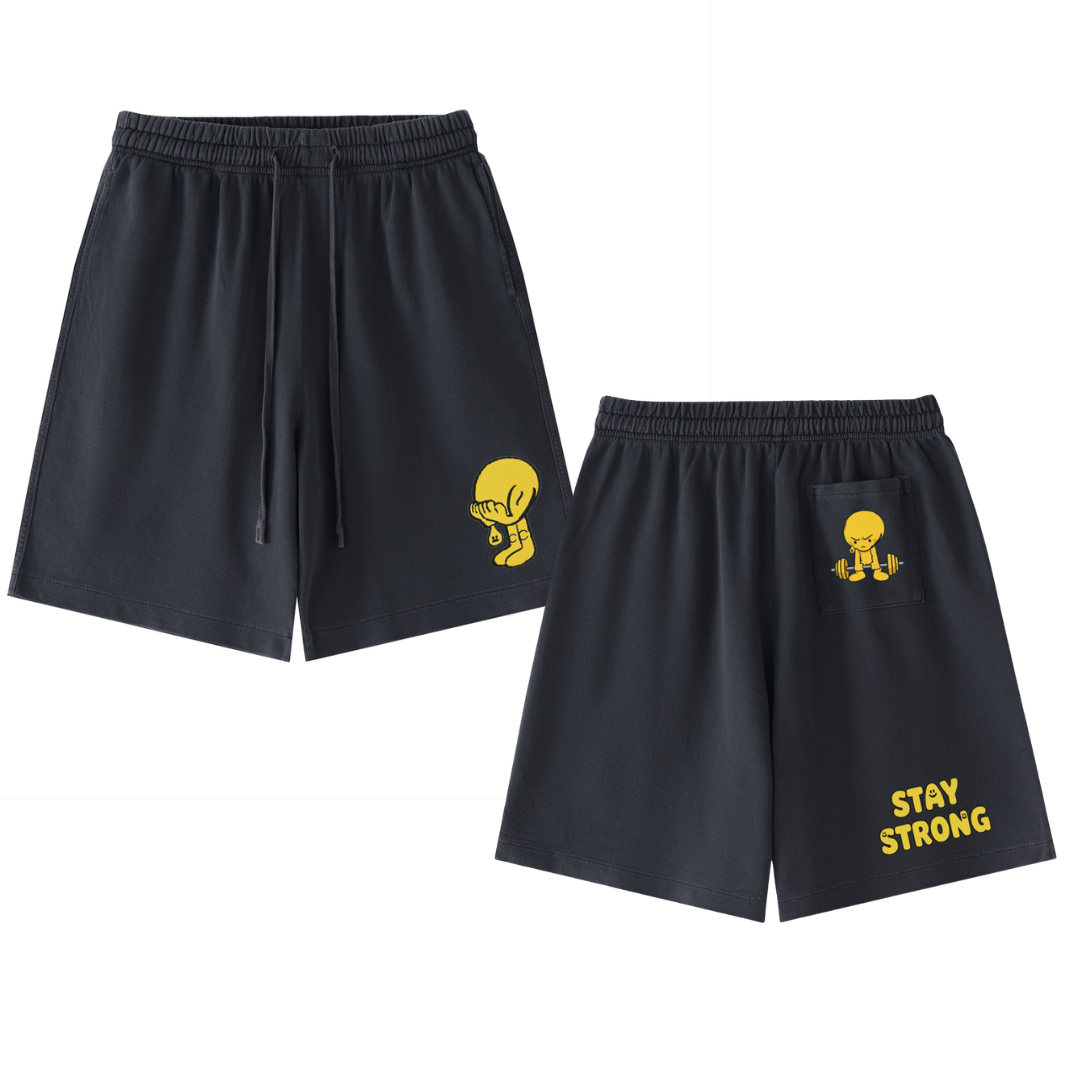 Stay Strong Vintage Wash Cotton Shorts