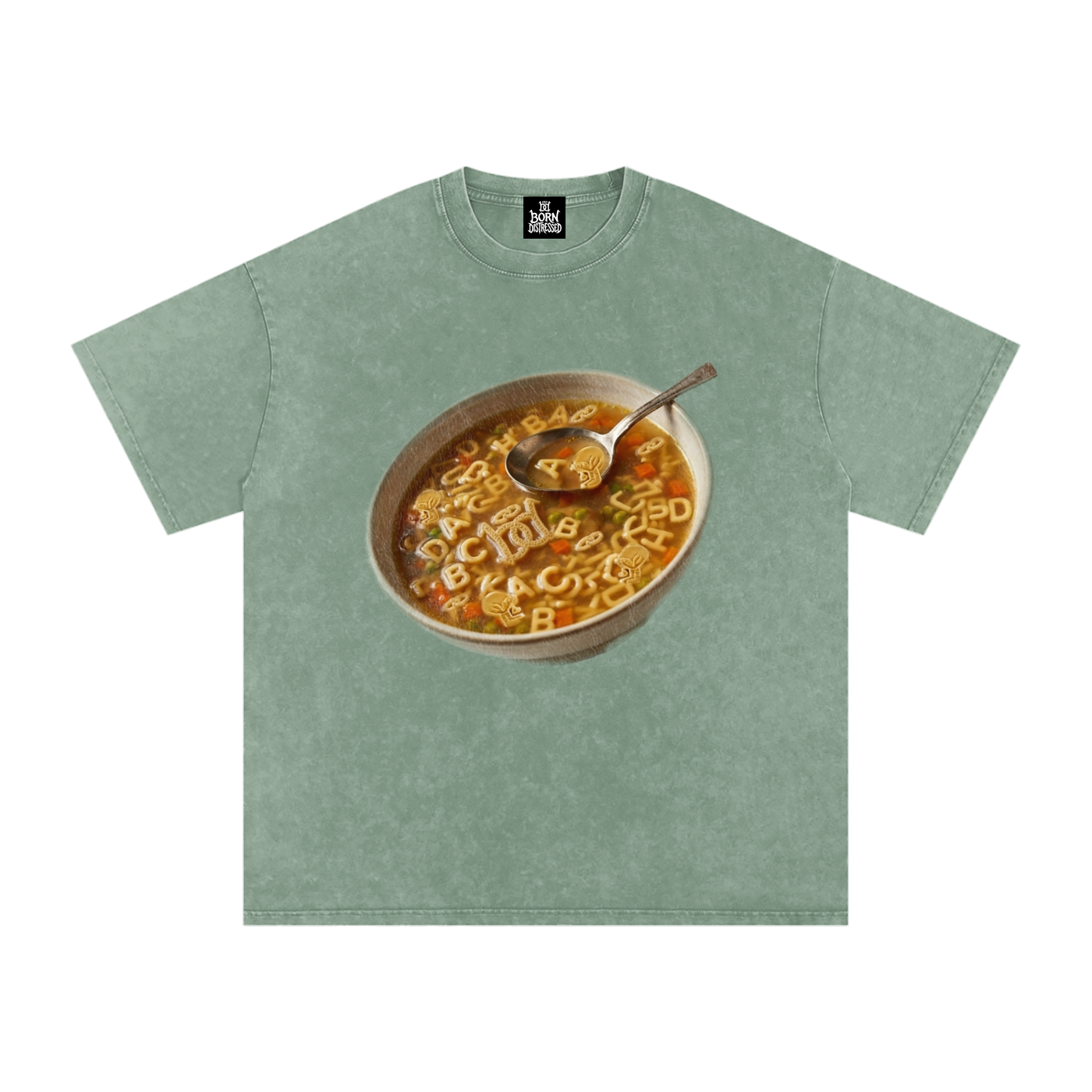 Distressed Soup Snow Washed Oversized Cotton Tee