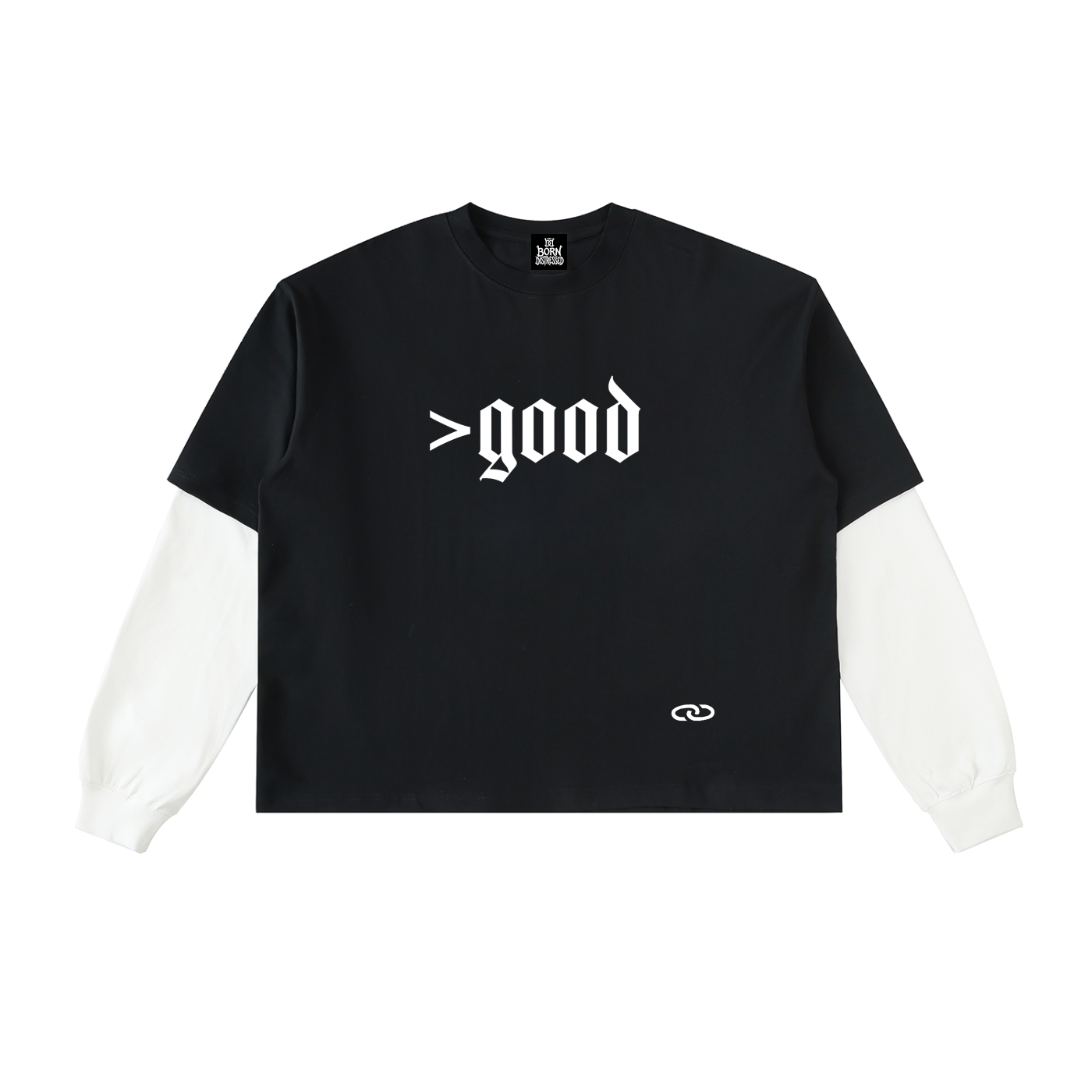 >good Layered Contrast Sleeve Cotton Tee