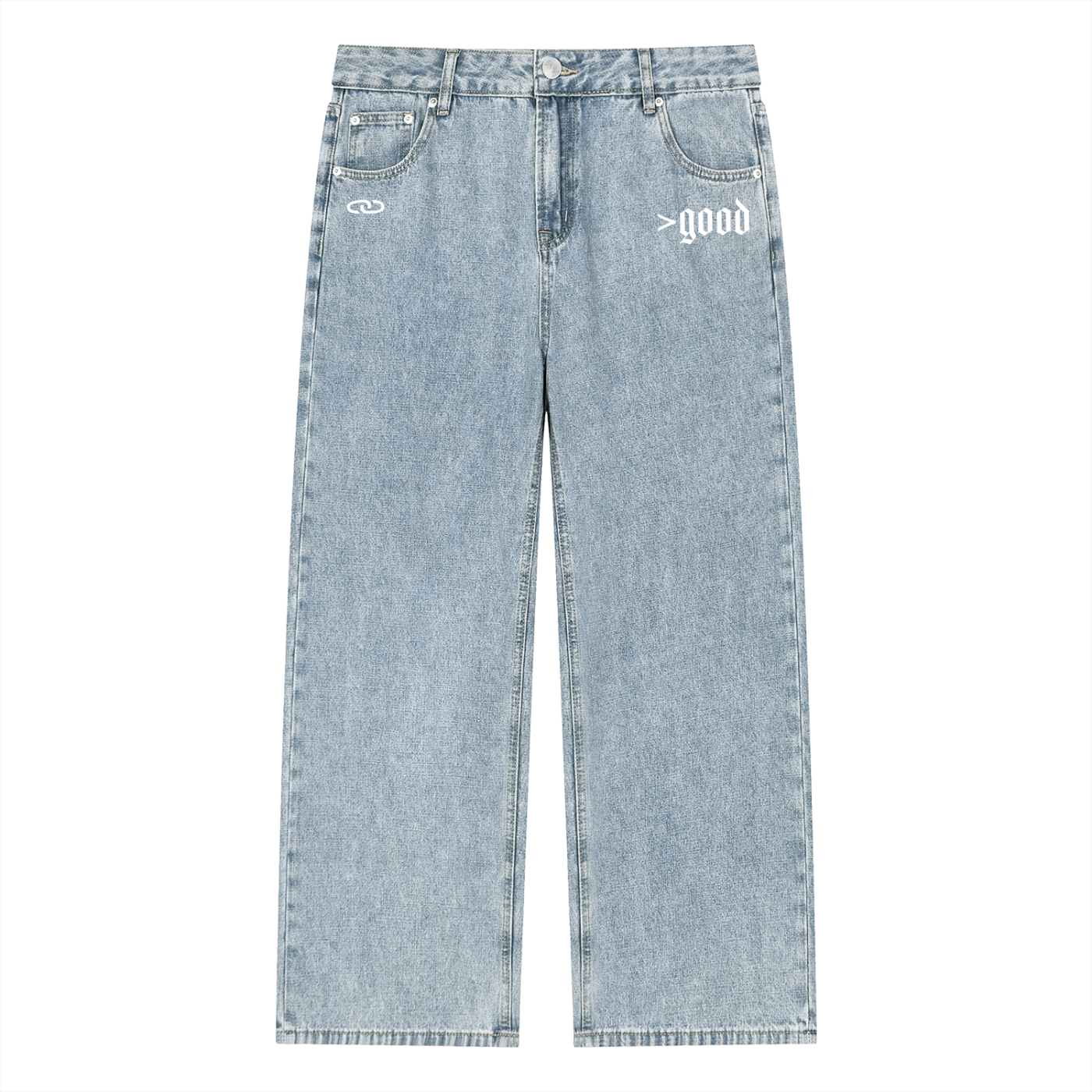 Unisex Vintage Wash Straight Leg Jeans