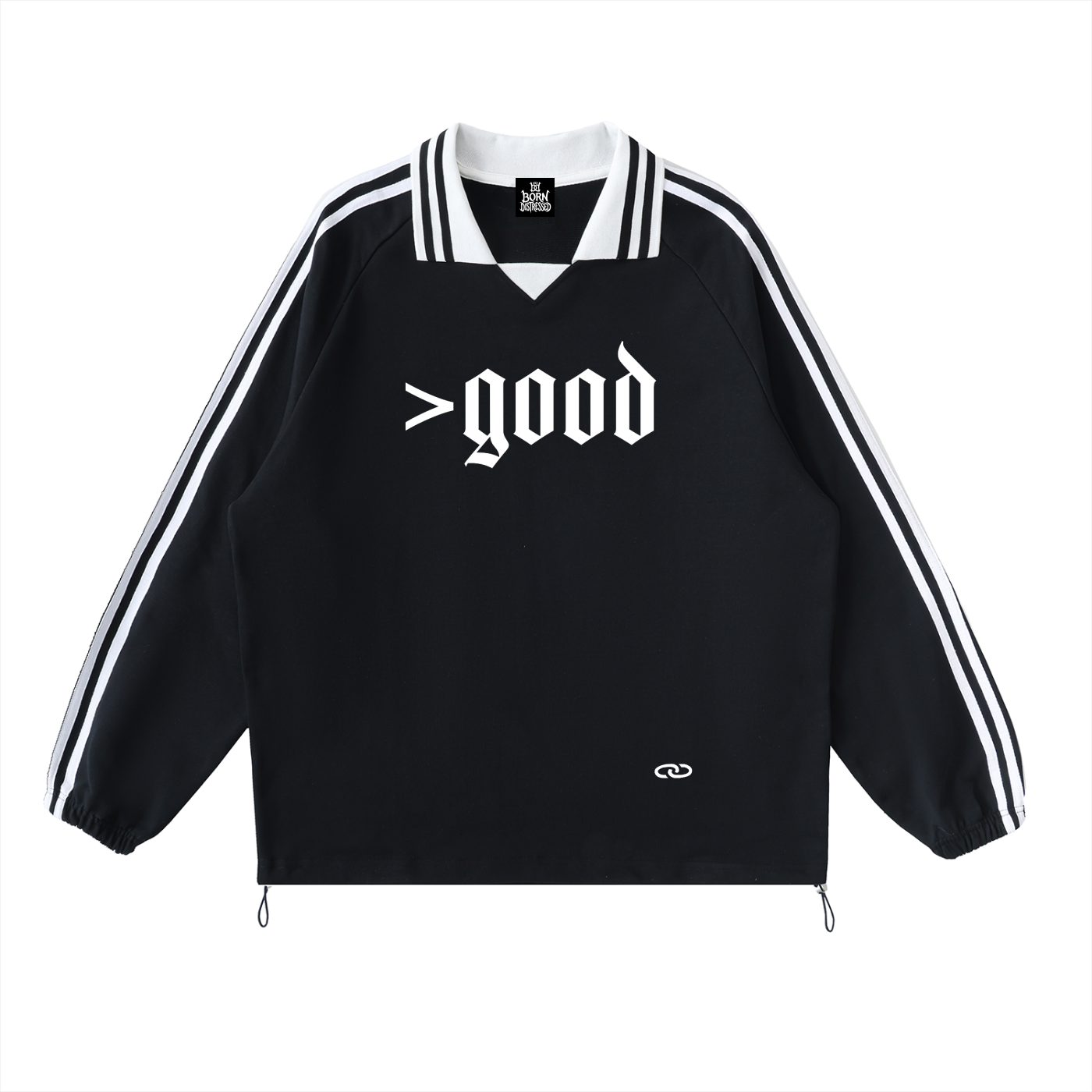 >good Contrast Striped Lapel Collar Sweatshirt