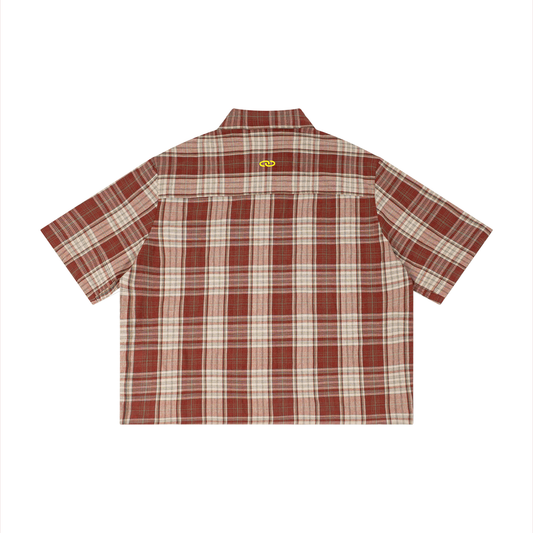 >good Unisex Plaid Boxy Short Sleeve Shirt