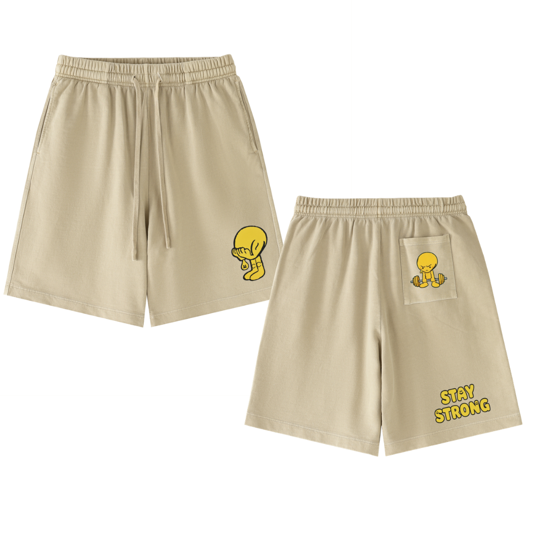 Stay Strong Vintage Wash Cotton Shorts