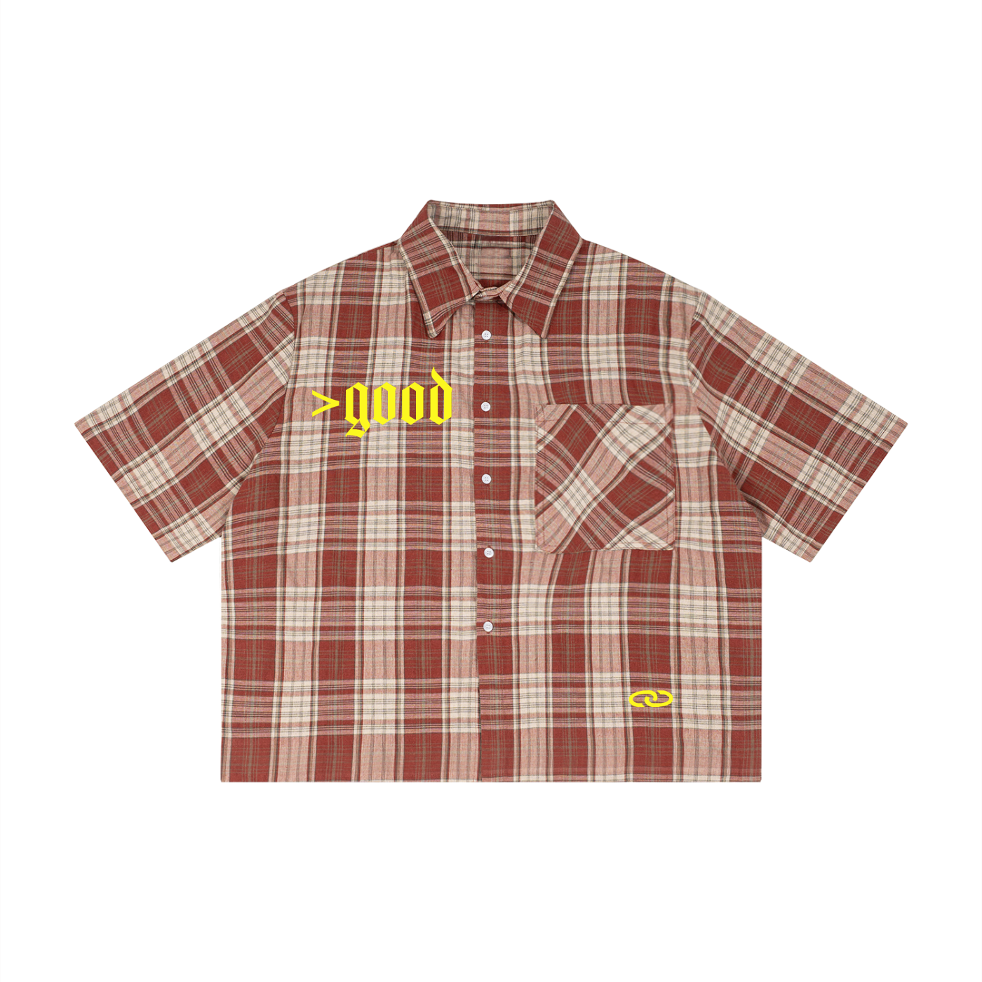 >good Unisex Plaid Boxy Short Sleeve Shirt