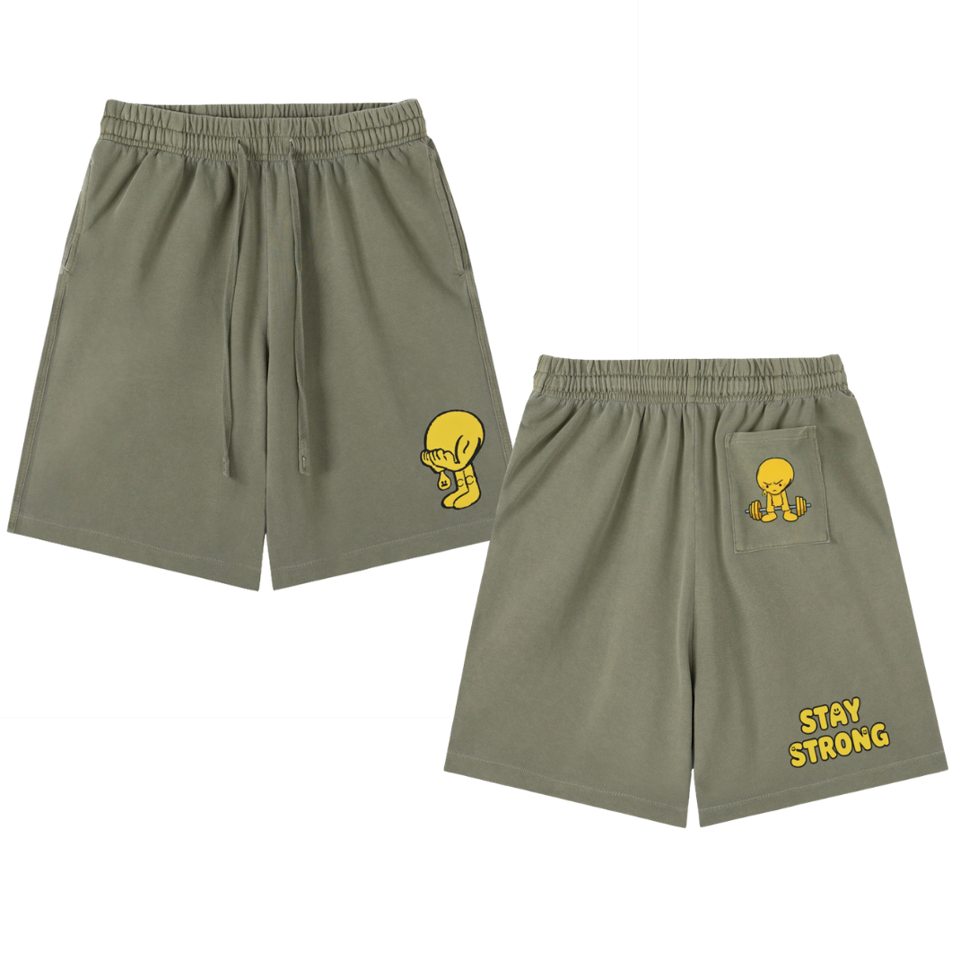 Stay Strong Vintage Wash Cotton Shorts