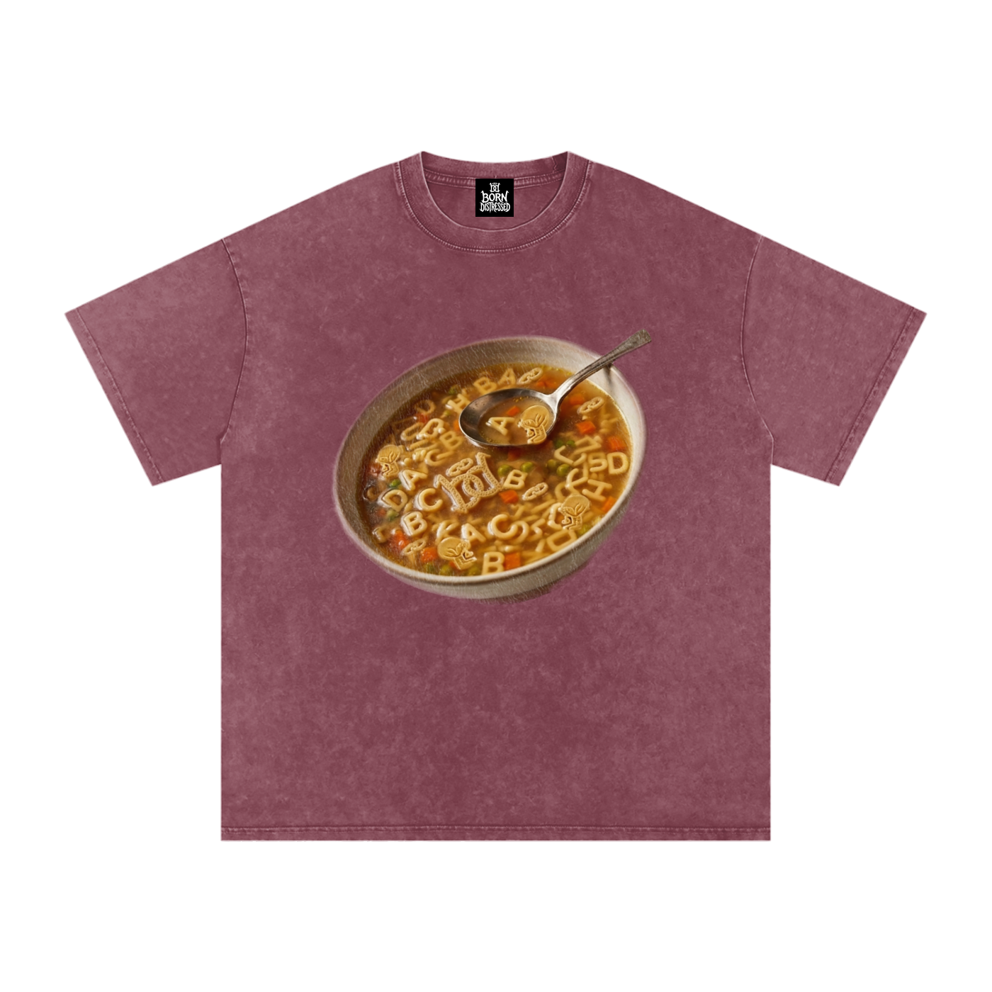 Distressed Soup Snow Washed Oversized Cotton Tee