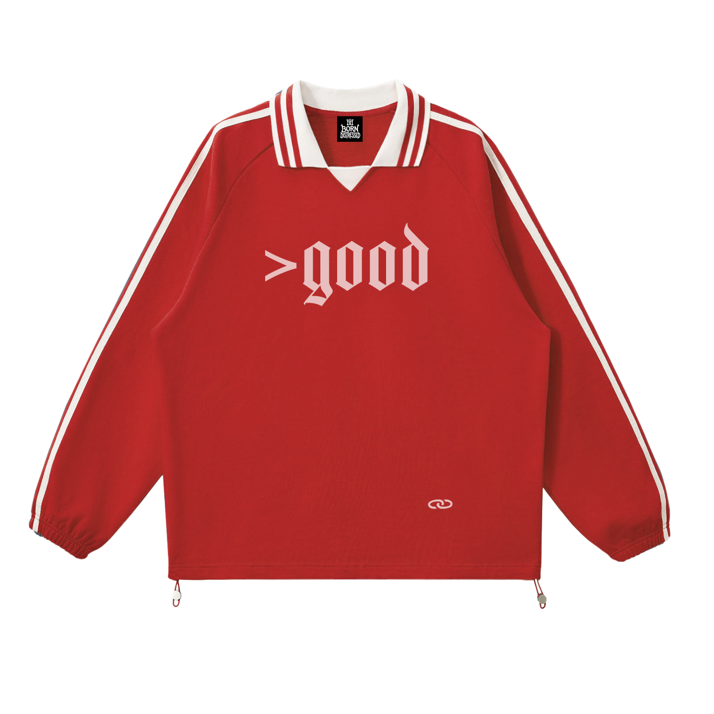 >good Contrast Striped Lapel Collar Sweatshirt