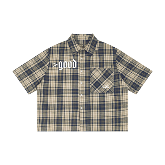Unisex Plaid Short Sleeve Shirt