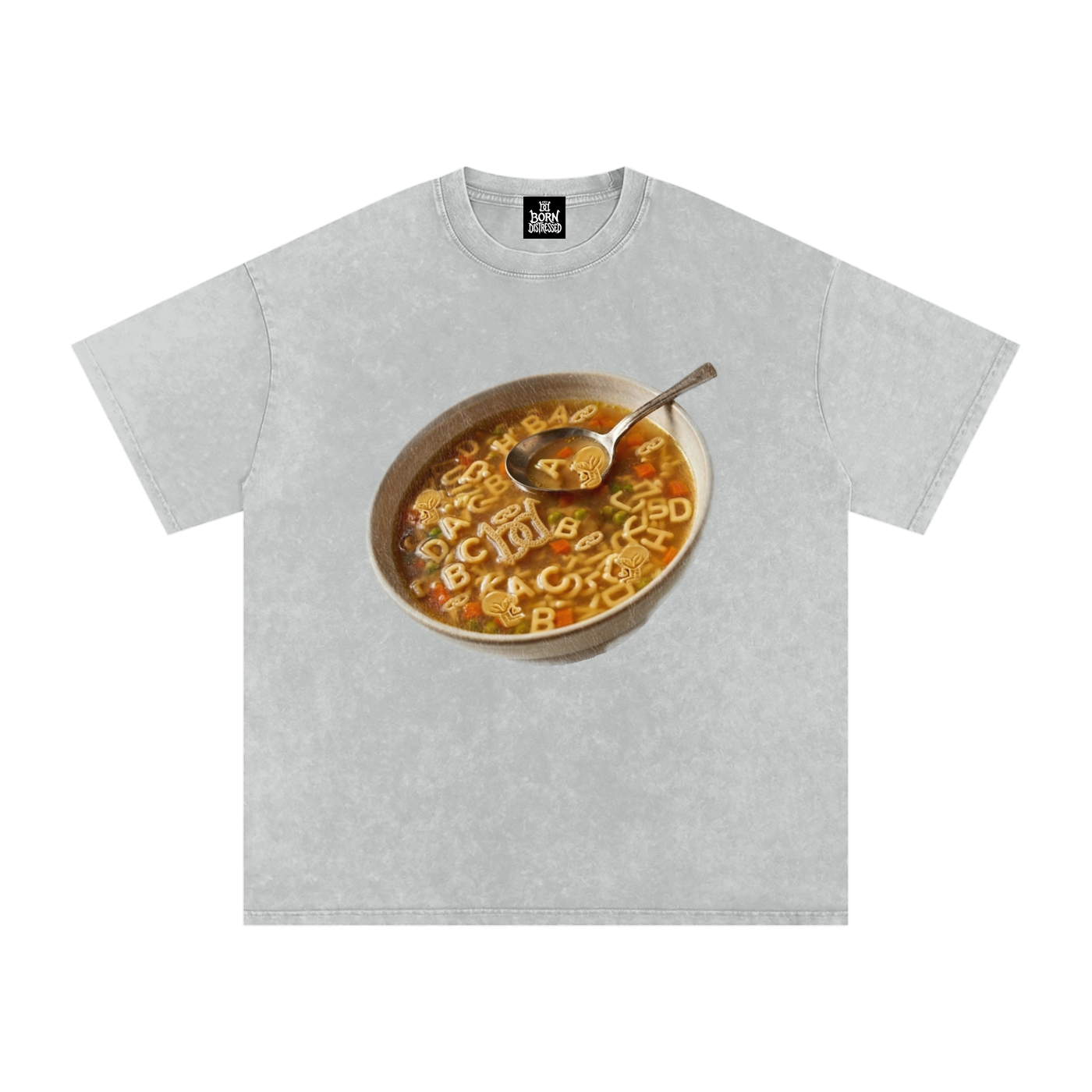 Distressed Soup Snow Washed Oversized Cotton Tee