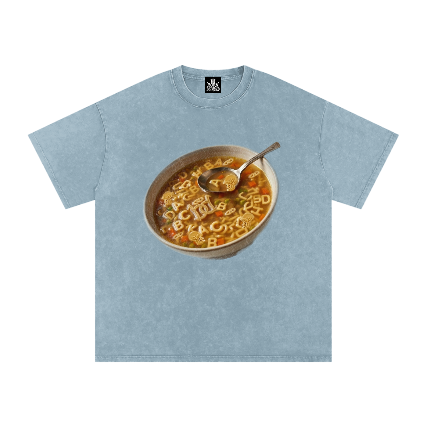 Distressed Soup Snow Washed Oversized Cotton Tee