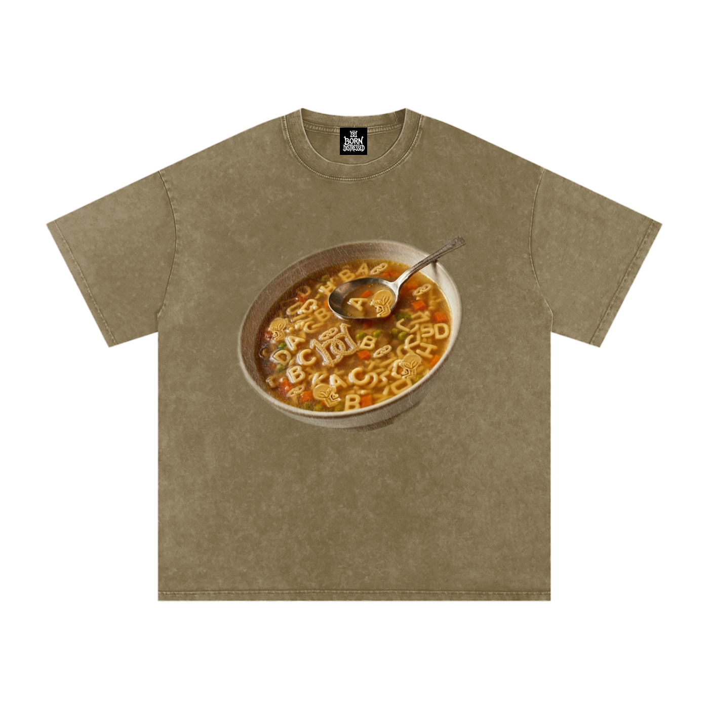 Distressed Soup Snow Washed Oversized Cotton Tee