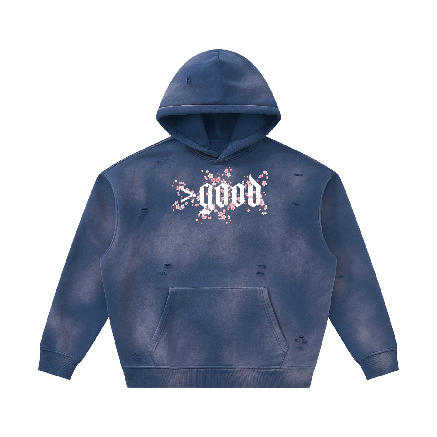 Cherry Blossom Colorfade Frayed Fleece Hoodie
