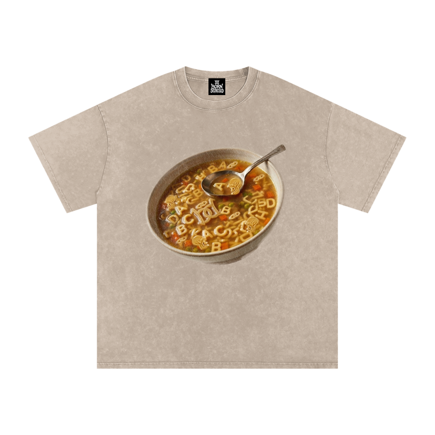 Distressed Soup Snow Washed Oversized Cotton Tee