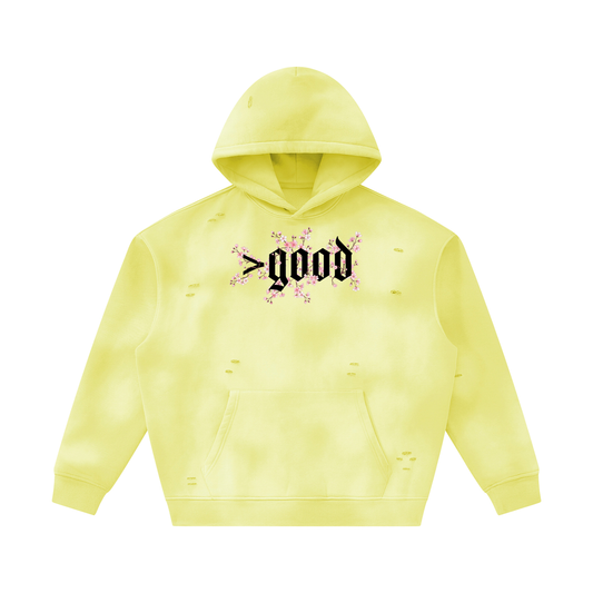 Cherry Blossom Colorfade Frayed Fleece Hoodie