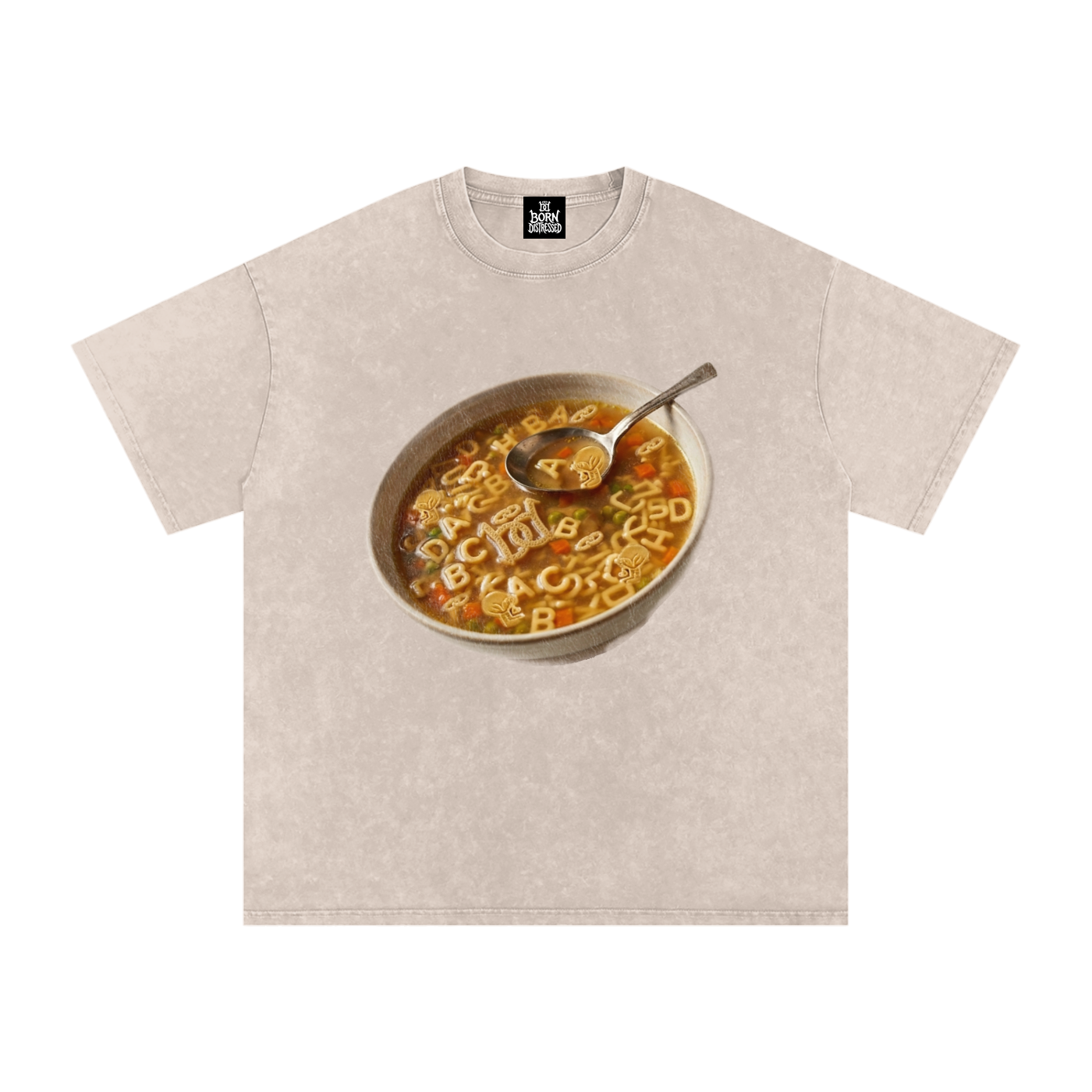Distressed Soup Snow Washed Oversized Cotton Tee