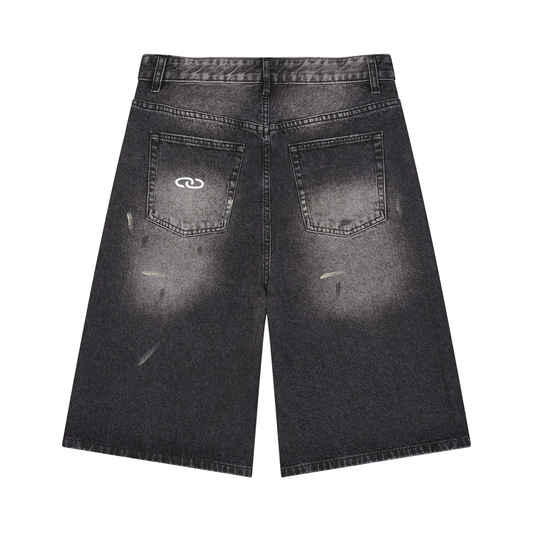 >good Men’s Vintage Wash Wide Leg Denim Shorts