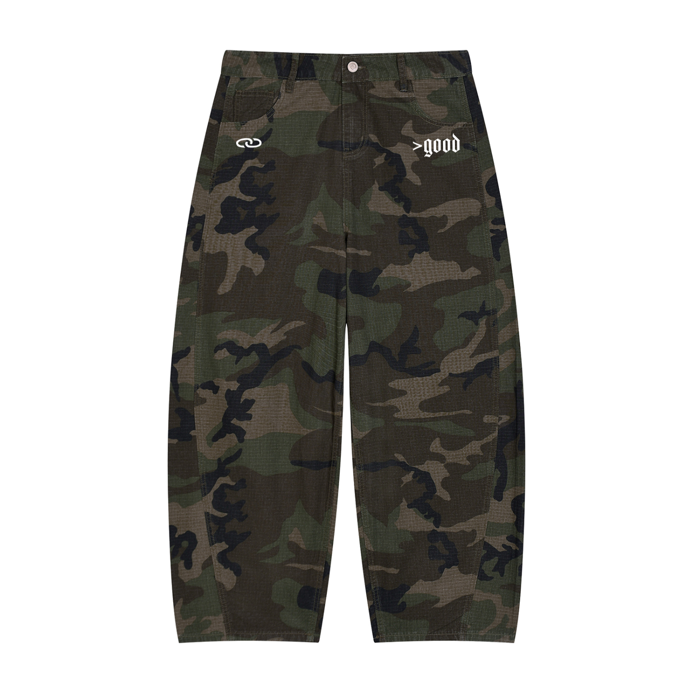 >good Men’s Camo Barrel Leg Cargo Pants