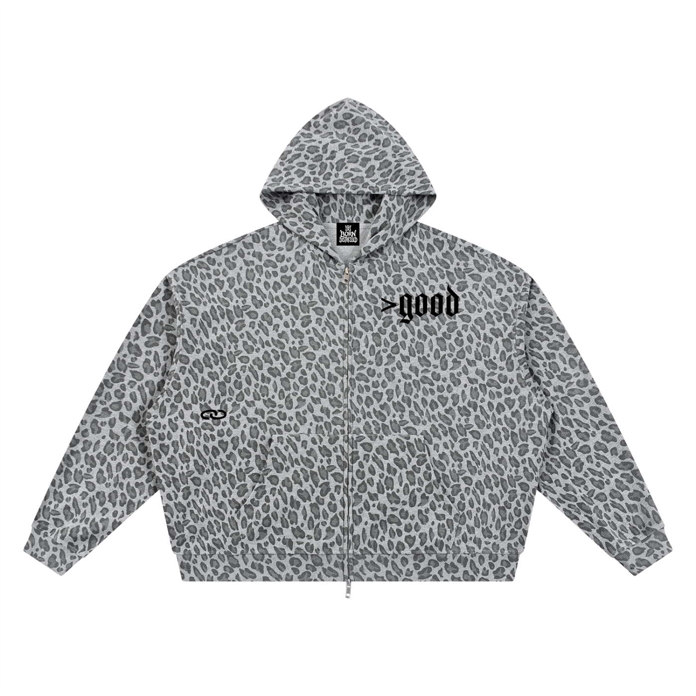 Leopard Print Waffle Full Zip