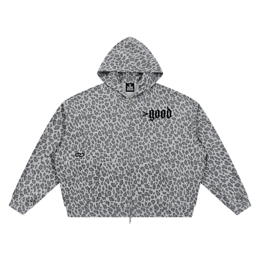 Leopard Print Waffle Full Zip