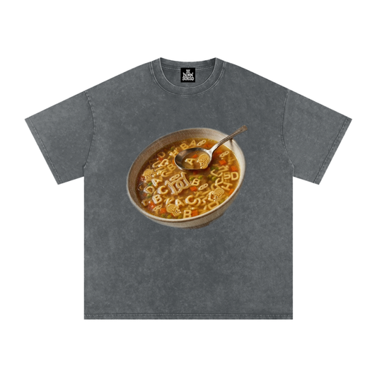 Distressed Soup Snow Washed Oversized Cotton Tee
