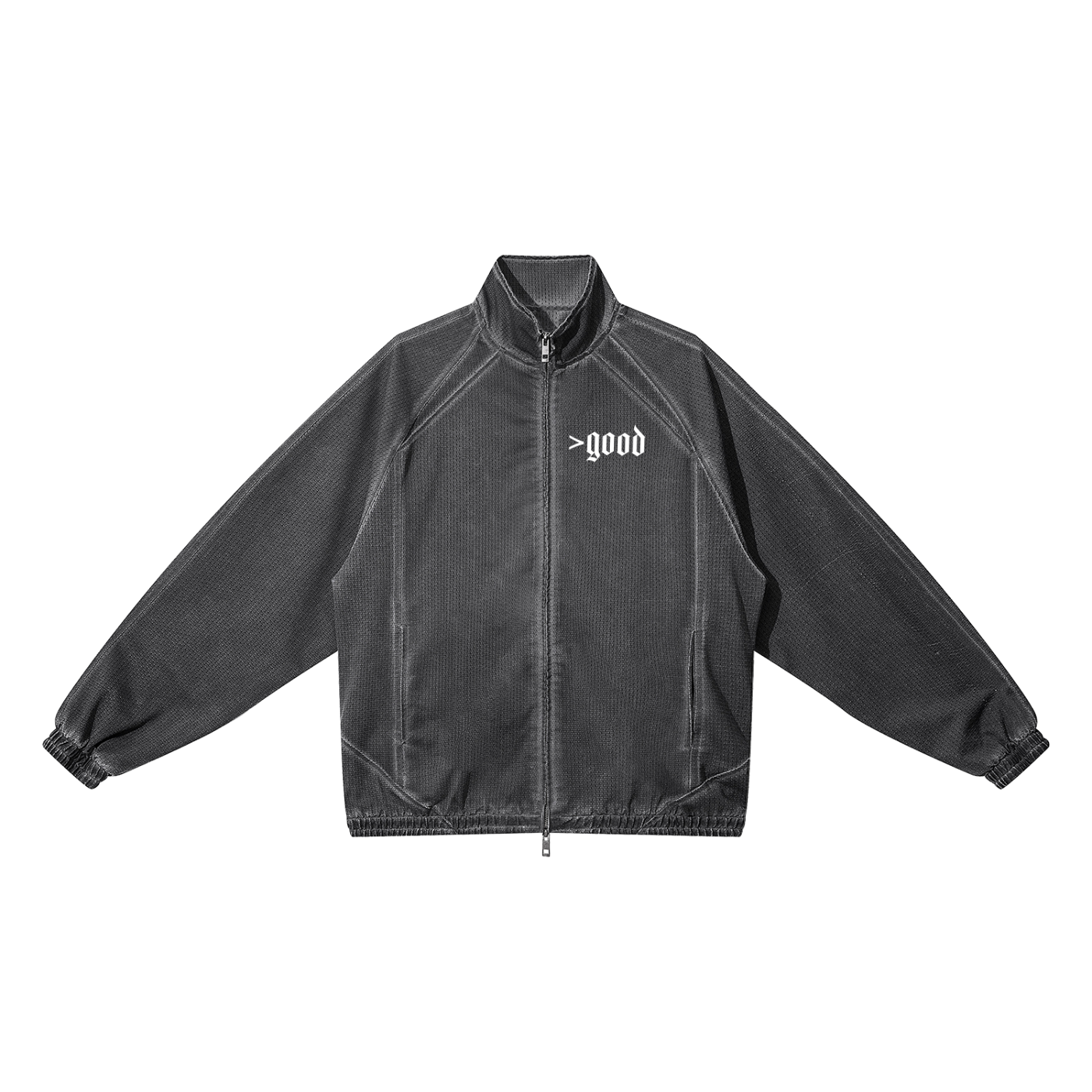 >good Vintage Wash Full Zip Mesh Jacket